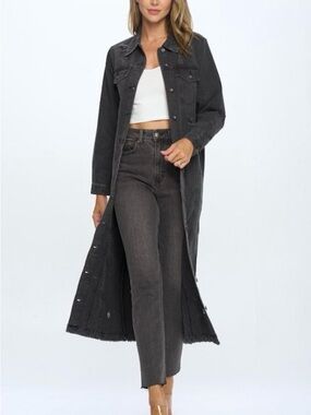 Blue Age Black Denim Trench Jacket